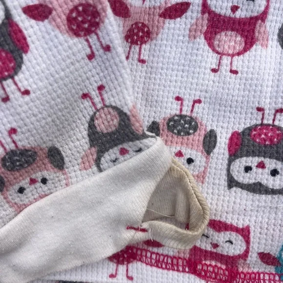 Cuddl Duds Owl Print Pajama Set - Pink and Blue - Picture 4 of 4